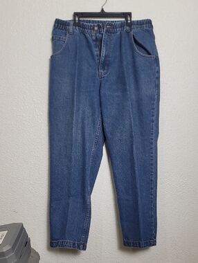 Men's Blue Elastic-Waist Denim Pants